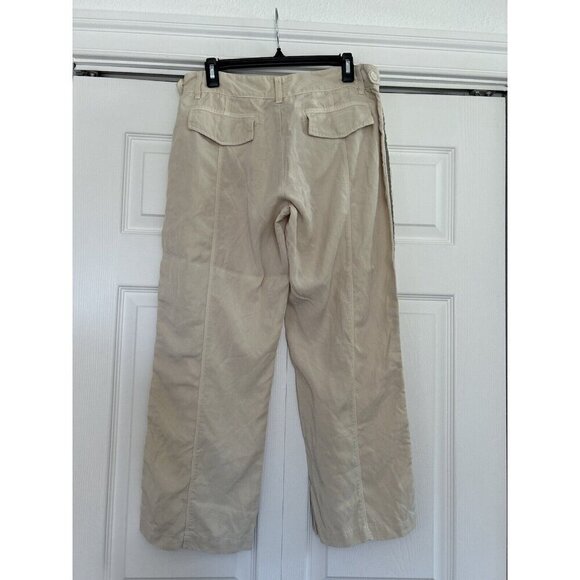 Dylan by True Grit Pants Womens Tencel Ivory Side Stripe Crop Ankle Relax Size 6 - Picture 2 of 8